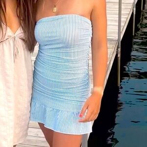 Edikted white and blue striped dress